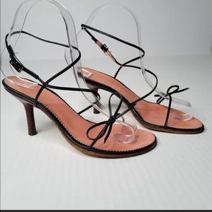Gucci Strappy Leather Bow Ankle Wrap Sandals